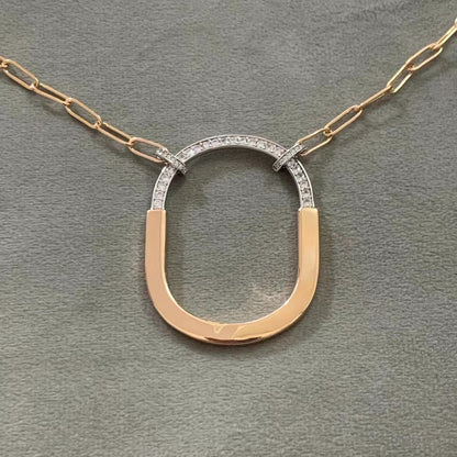 [Lumi Jewelry]LOCK DIAMOND NECKLACE