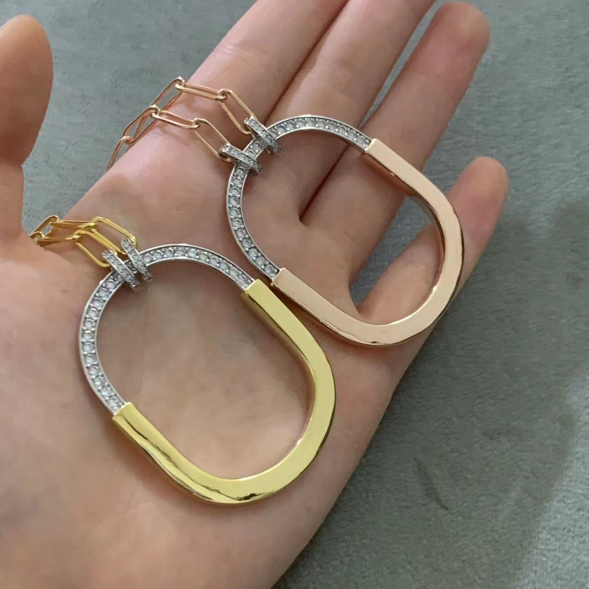 [Lumi Jewelry]LOCK DIAMOND NECKLACE