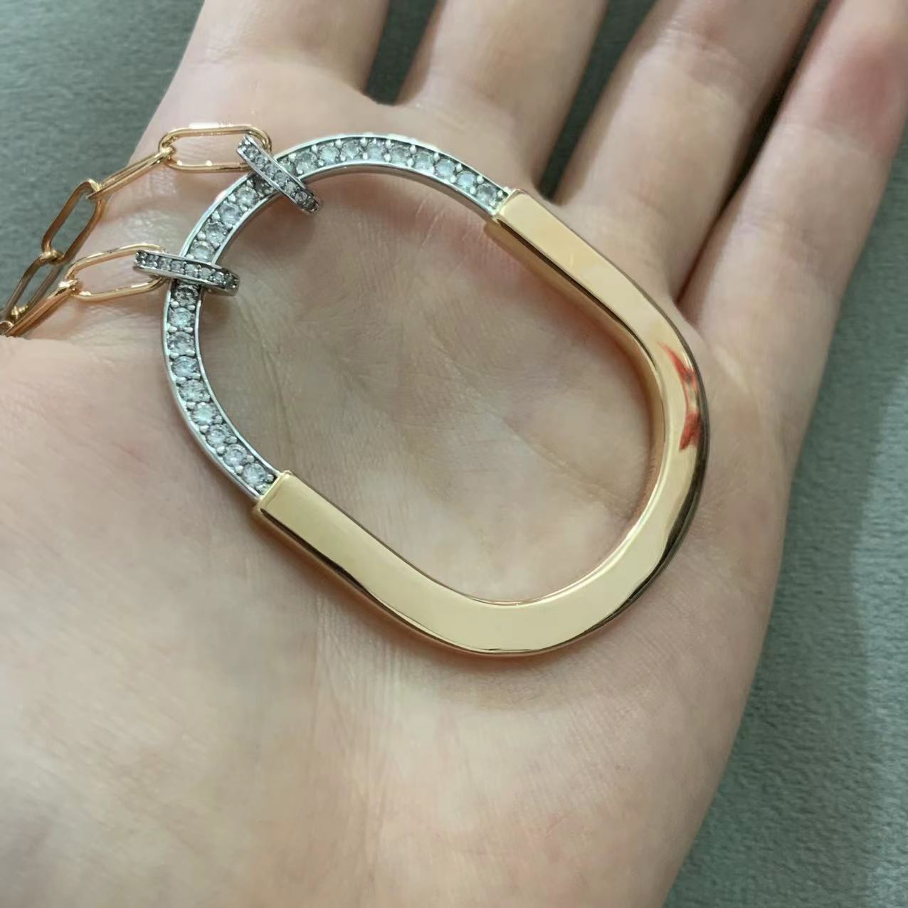 [Lumi Jewelry]LOCK DIAMOND NECKLACE