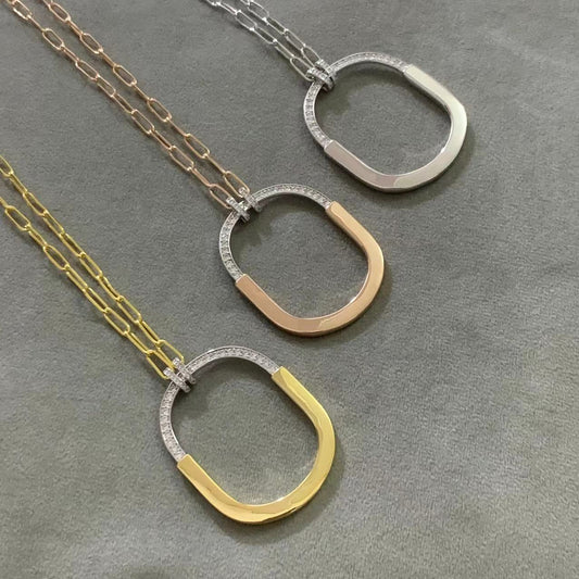 [Lumi Jewelry]LOCK DIAMOND NECKLACE