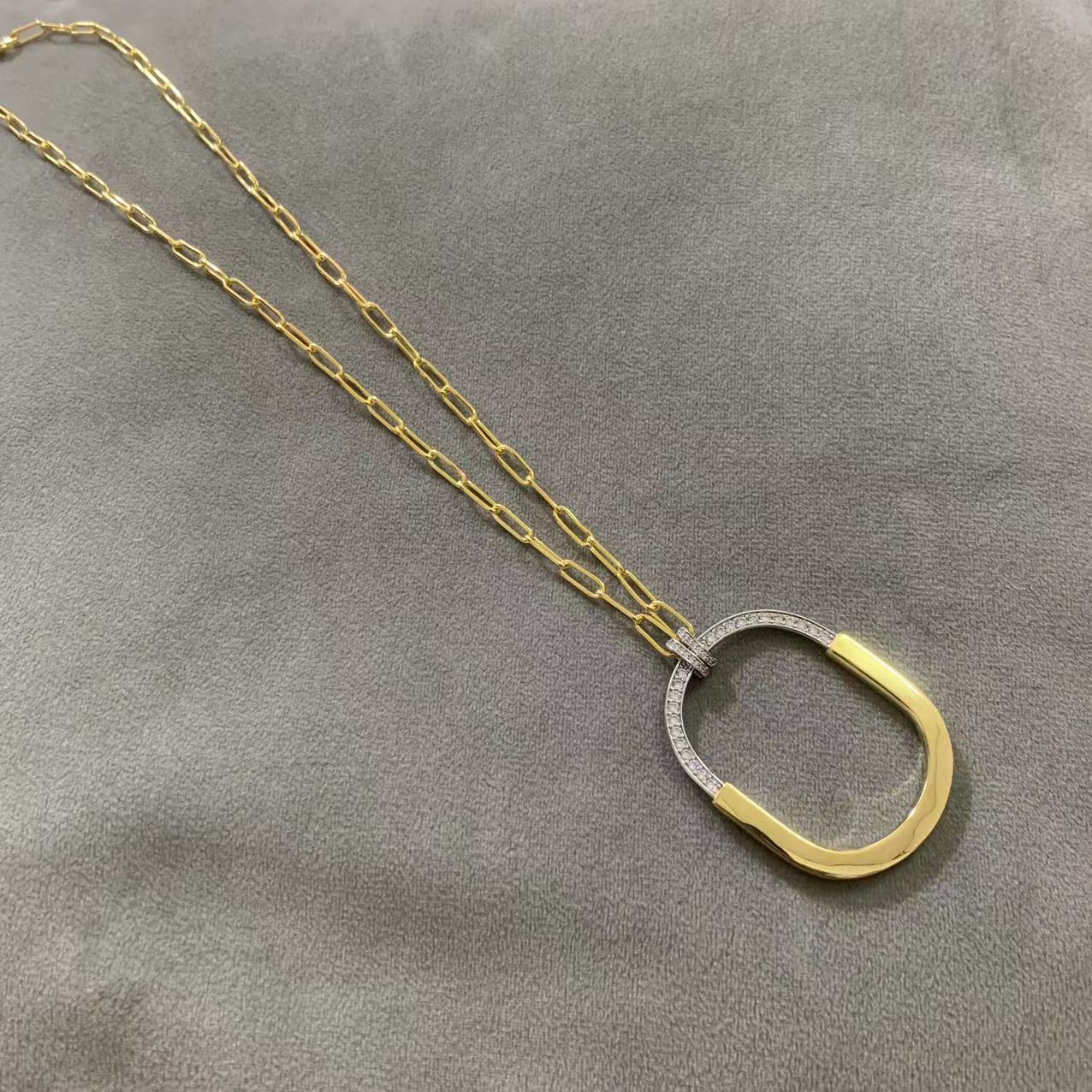 [Lumi Jewelry]LOCK DIAMOND NECKLACE