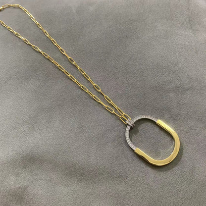 [Lumi Jewelry]LOCK DIAMOND NECKLACE