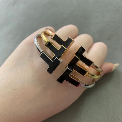 [Lumi Jewelry]T WIDE ONYX OPEN BRACELET