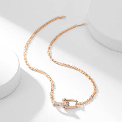 [Lumi Jewelry]HARDWEAR DIAMOND PEDANT DOUBLE CHAIN NECKLACE