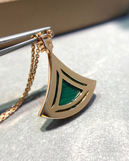 [Lumi Jewels]DREAM MALACHITE DIAMOND PAVED PINK GOLD NECKLACE