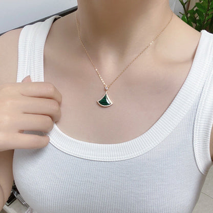 [Lumi Jewels]DREAM MALACHITE DIAMOND PAVED PINK GOLD NECKLACE