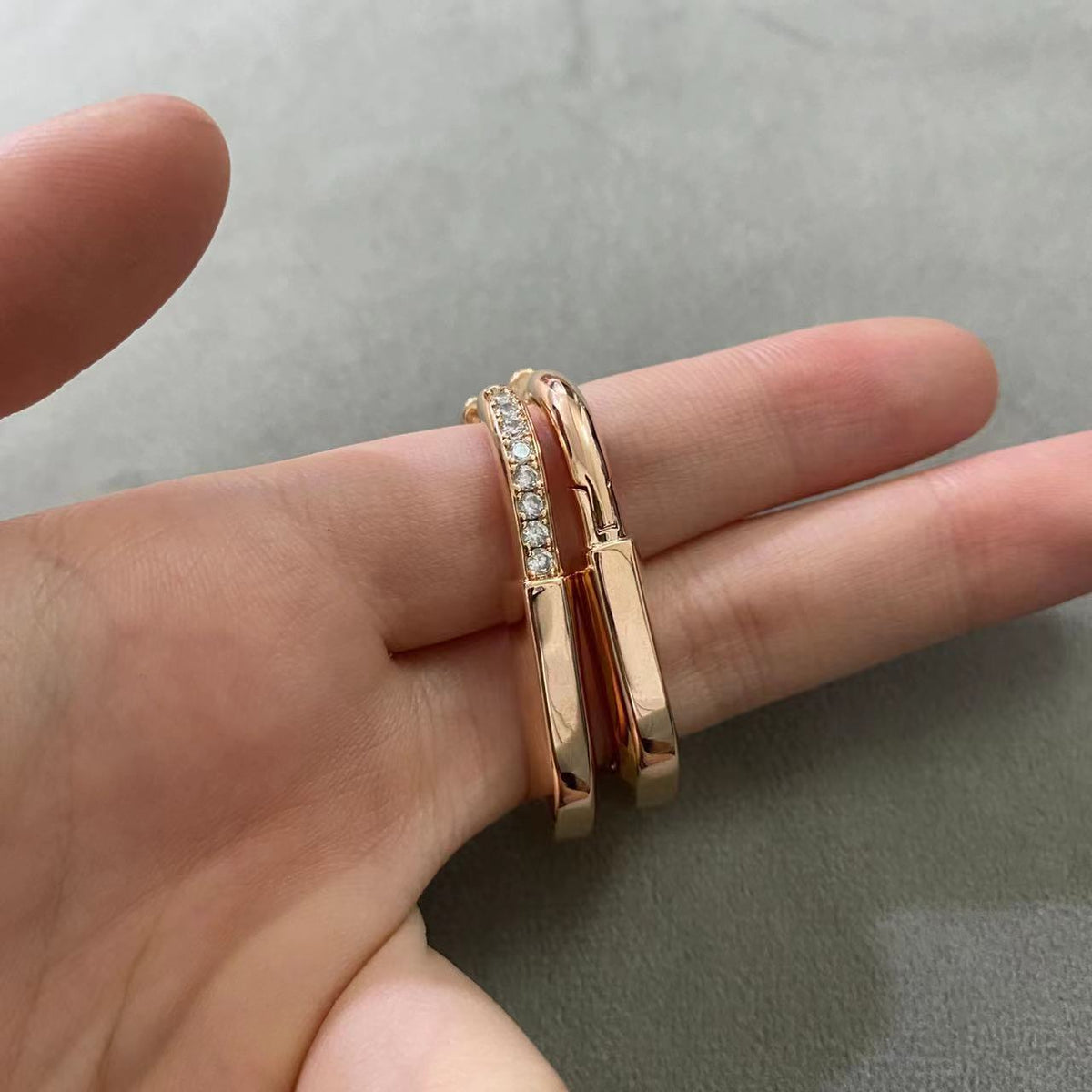 [Lumi Jewelry]LOCK MEDIUM DIAMNOND EARRINGS