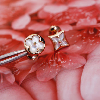 [Lumi Jewels]STAR AND SUN PINK GOLD MOP STUD EARRINGS