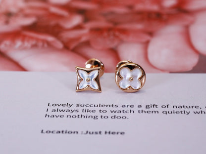 [Lumi Jewels]STAR AND SUN PINK GOLD MOP STUD EARRINGS