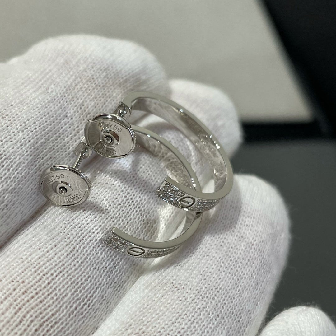 [Lumi Jewels]LOVE DIAMOND SILVER HOOP EARRINGS