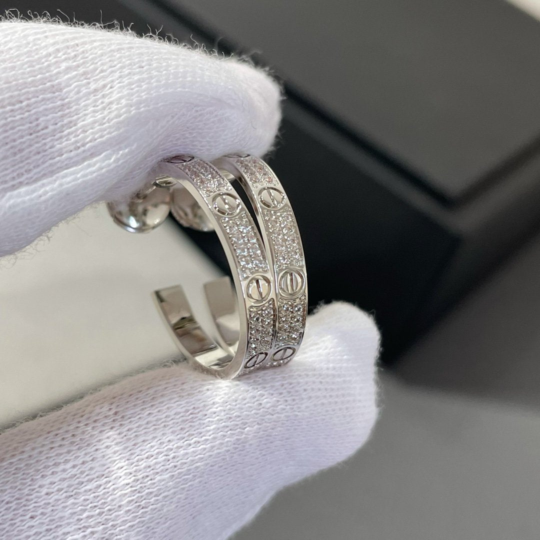 [Lumi Jewels]LOVE DIAMOND SILVER HOOP EARRINGS