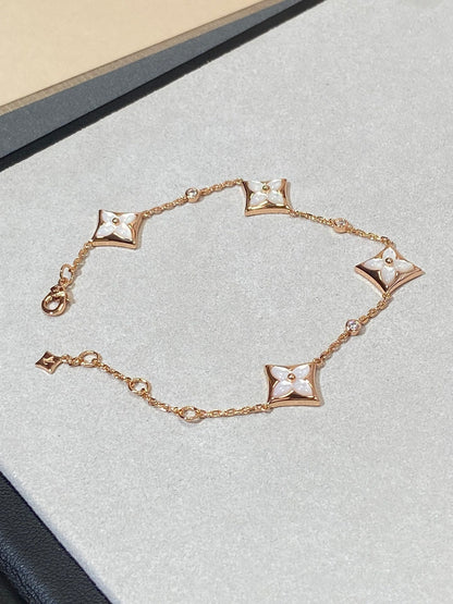[Lumi Jewels]STAR 4 MOTIF MOP DIAMOND PINK GOLD BRACELET