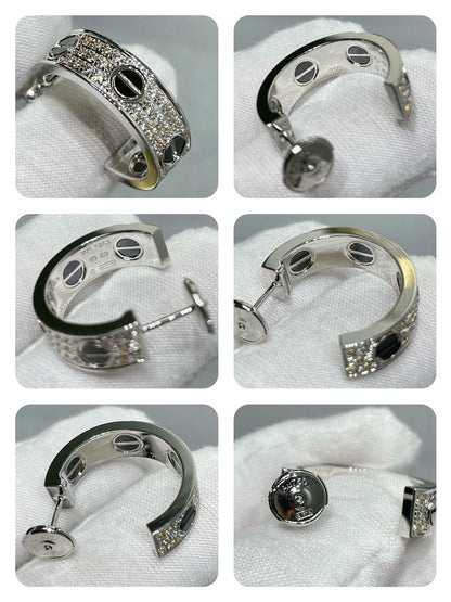[Lumi Jewels]LOVE CERAMIC DIAMOND PAVED SILVER EARRINGS