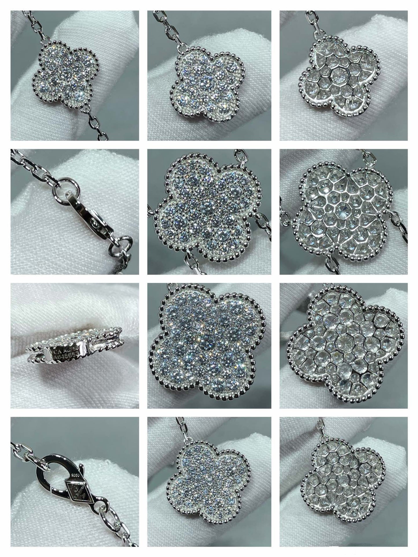 [Lumi Jewels]CLOVER 6 MOTIF DIAMOND PAVED NECKLACE