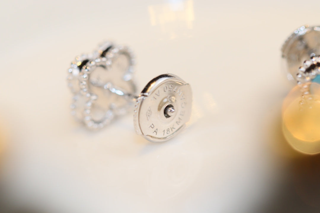 [Lumi Jewels]CLOVER MINI TURQUOISE SILVER STUD EARRINGS