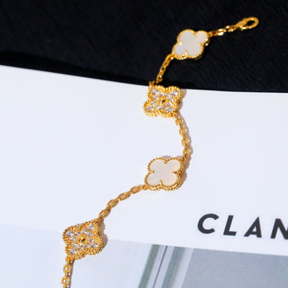 [Lumi Jewels]CLOVER BRACELET 5 MOTIF WHITE MOP DIAMOND