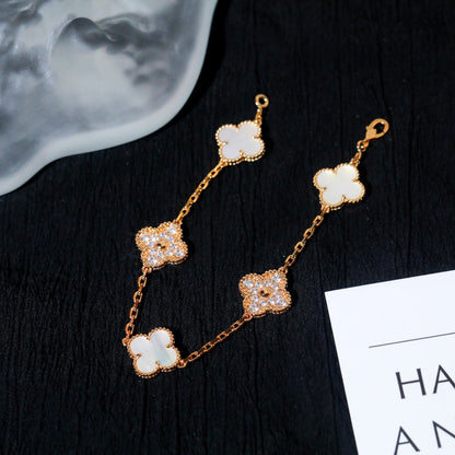 [Lumi Jewels]CLOVER BRACELET 5 MOTIF WHITE MOP DIAMOND
