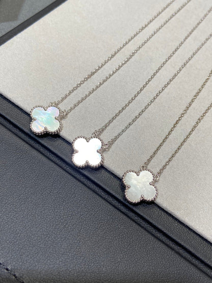 [Lumi Jewels]CLOVER MEDIUM SILVER WHITE MOP NECKLACE