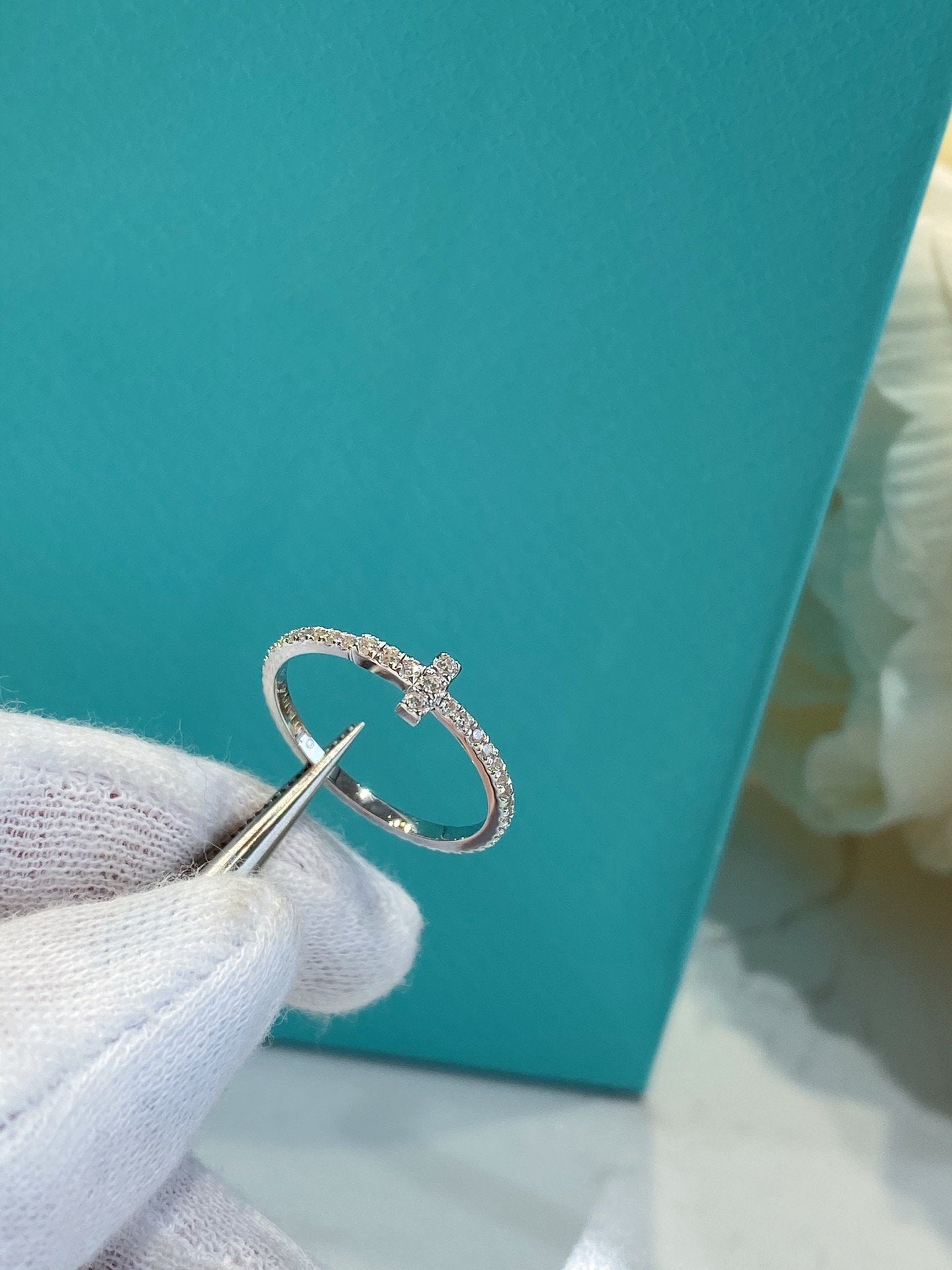 [Lumi Jewelry]T SMALL RING DIAMOND SILVER