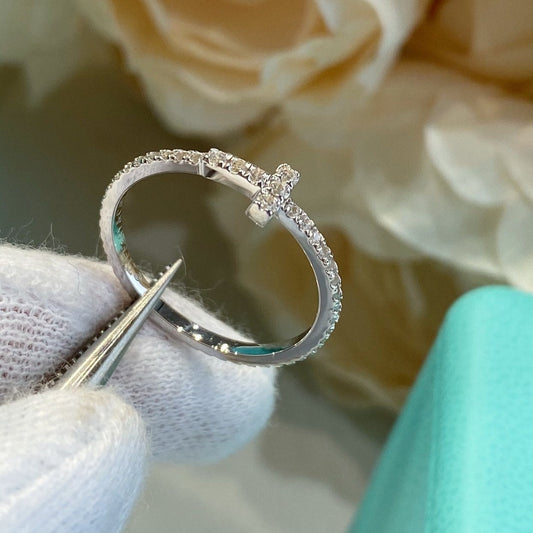 [Lumi Jewelry]T SMALL RING DIAMOND SILVER
