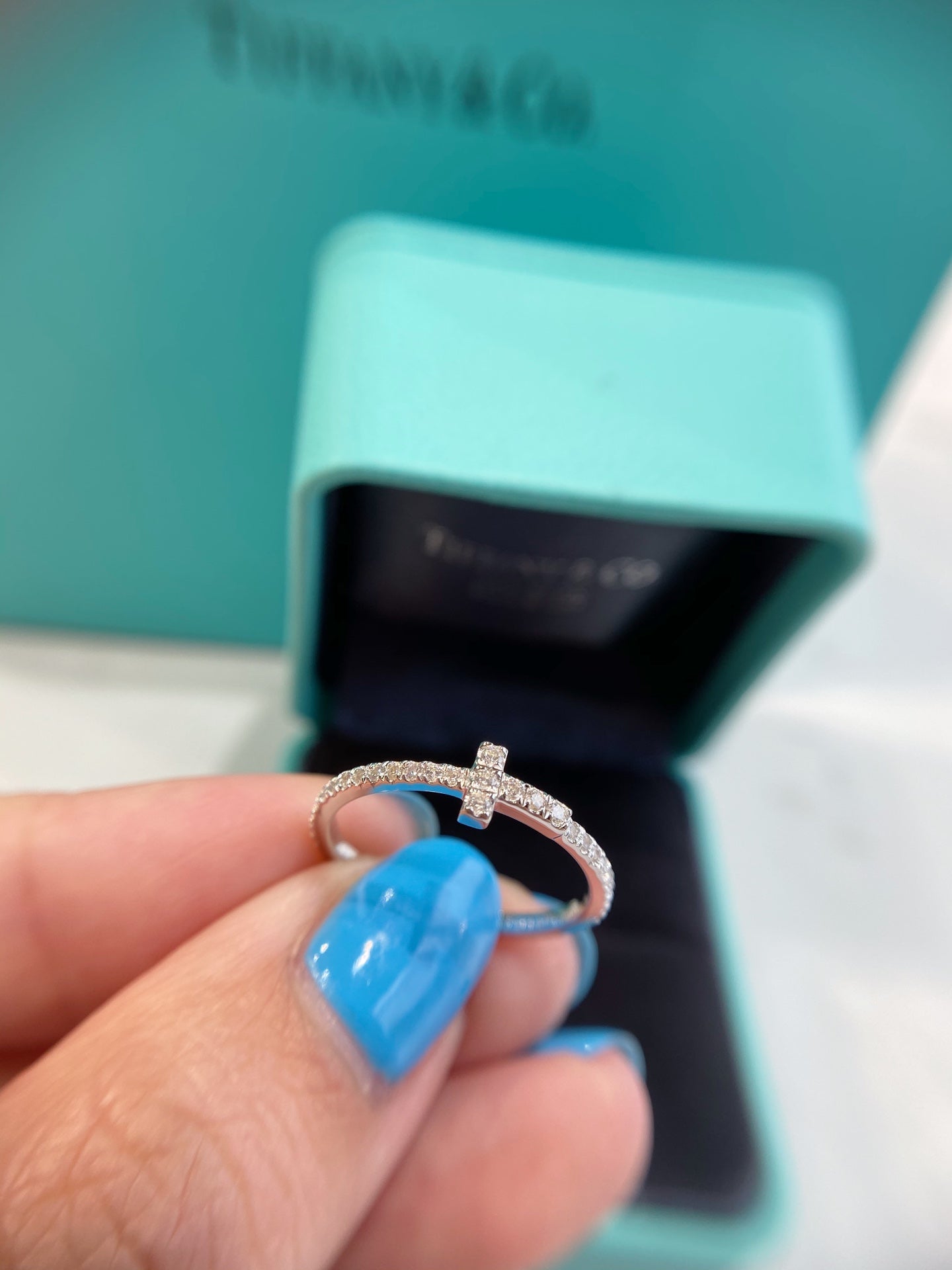 [Lumi Jewelry]T SMALL RING DIAMOND SILVER