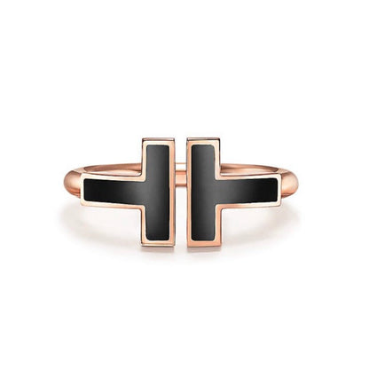 [Lumi Jewelry]T SMALL ONYX PINK GOLD RING
