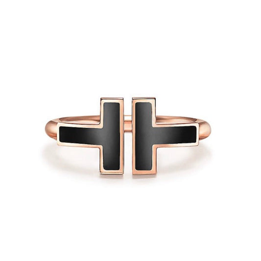 [Lumi Jewelry]T SMALL ONYX PINK GOLD RING