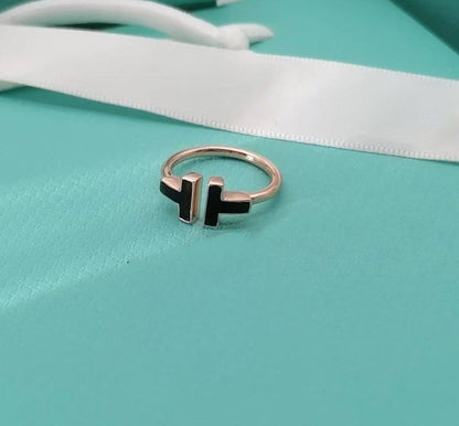 [Lumi Jewelry]T SMALL ONYX PINK GOLD RING