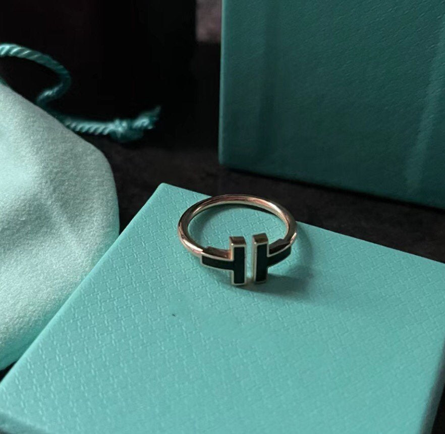 [Lumi Jewelry]T SMALL ONYX PINK GOLD RING