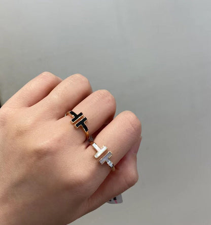 [Lumi Jewelry]T SMALL ONYX PINK GOLD RING