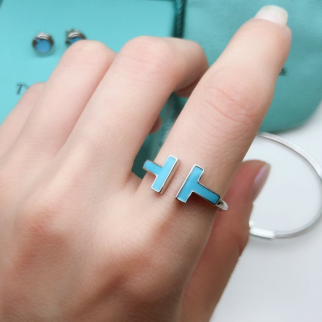 [Lumi Jewelry]T SMALL TURQUOISE SILVER RING