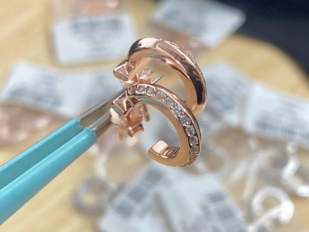 [Lumi Jewelry]T1 HOOP DIAMOND EARRINGS