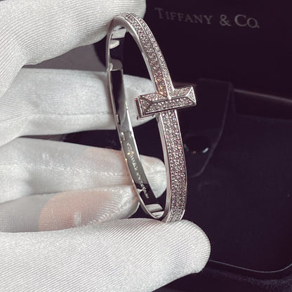 [Lumi Jewelry]T1 WIDE HINGED BANGLE DIAMOND PAVED BRACELET