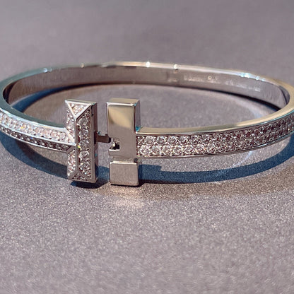 [Lumi Jewelry]T1 WIDE HINGED BANGLE DIAMOND PAVED BRACELET