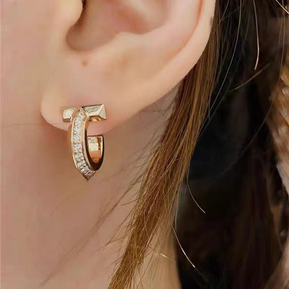 [Lumi Jewelry]T1 HOOP DIAMOND EARRINGS
