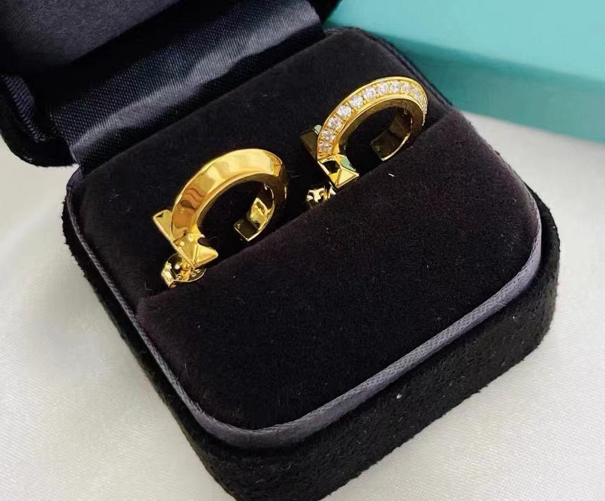 [Lumi Jewelry]T1 HOOP DIAMOND EARRINGS
