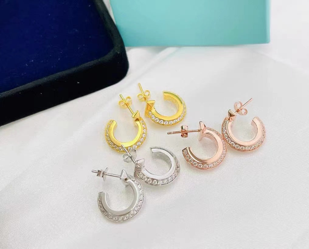 [Lumi Jewelry]T1 HOOP DIAMOND EARRINGS