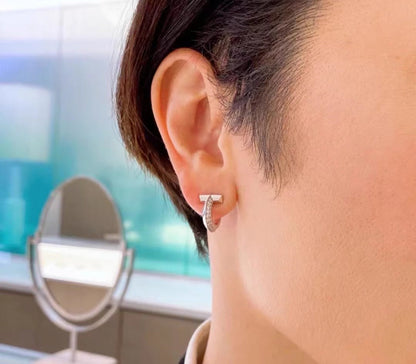 [Lumi Jewelry]T1 HOOP DIAMOND EARRINGS