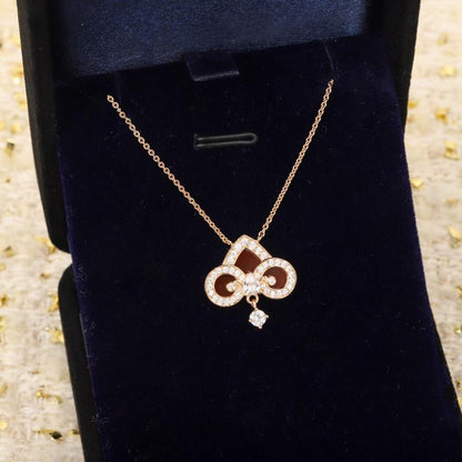 [Lumi Jewelry]FLEUR DE LIS PINK GOLD DIAMOND NECKLACE