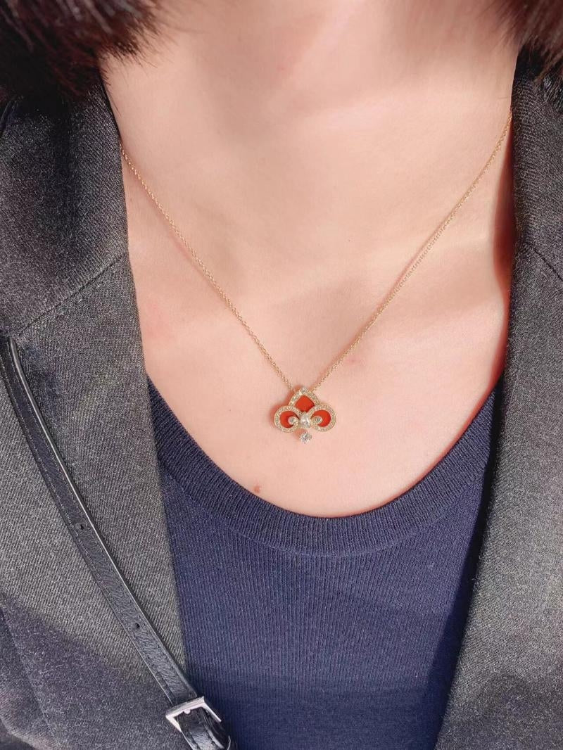 [Lumi Jewelry]FLEUR DE LIS PINK GOLD DIAMOND NECKLACE