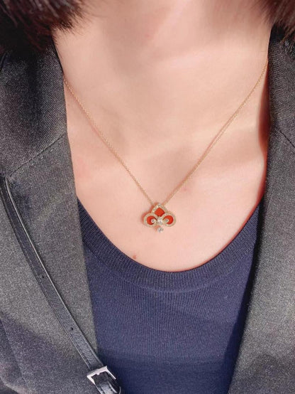 [Lumi Jewelry]FLEUR DE LIS PINK GOLD DIAMOND NECKLACE