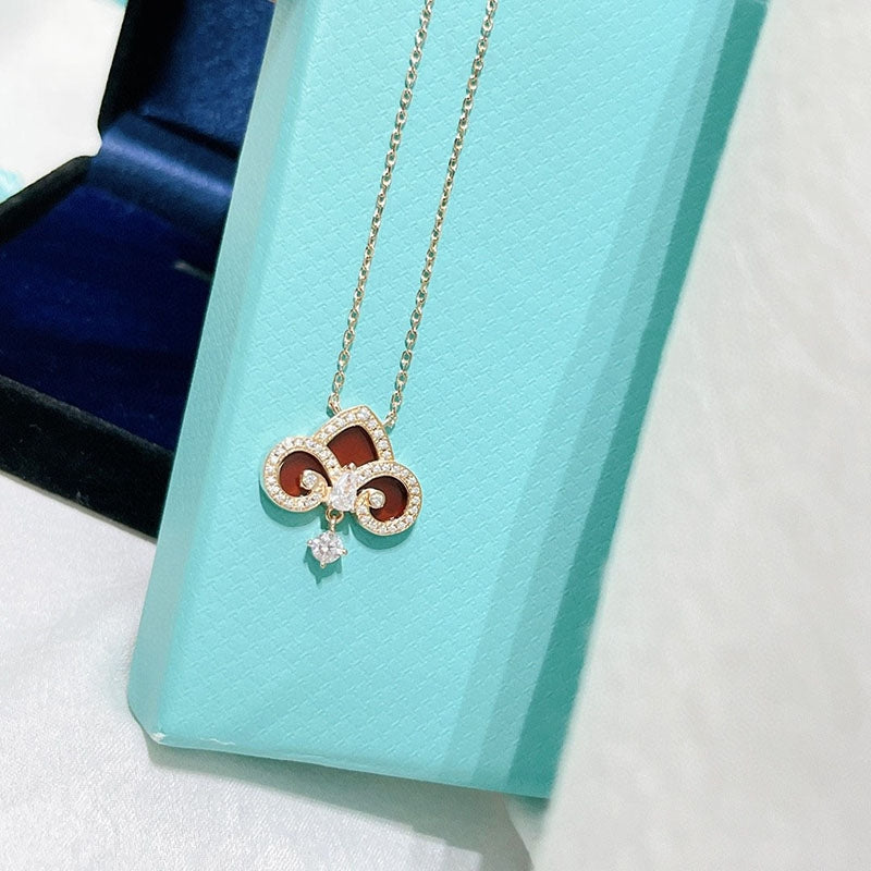 [Lumi Jewelry]FLEUR DE LIS PINK GOLD DIAMOND NECKLACE