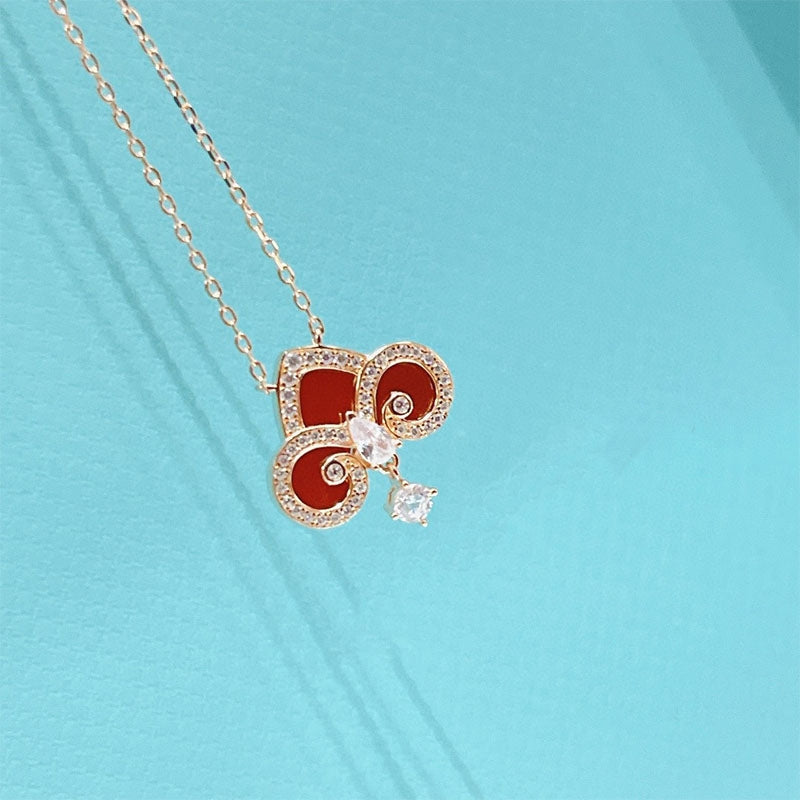 [Lumi Jewelry]FLEUR DE LIS PINK GOLD DIAMOND NECKLACE