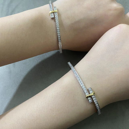 [Lumi Jewelry]EDGE DIAMOND GOLD SILVER BRACELET
