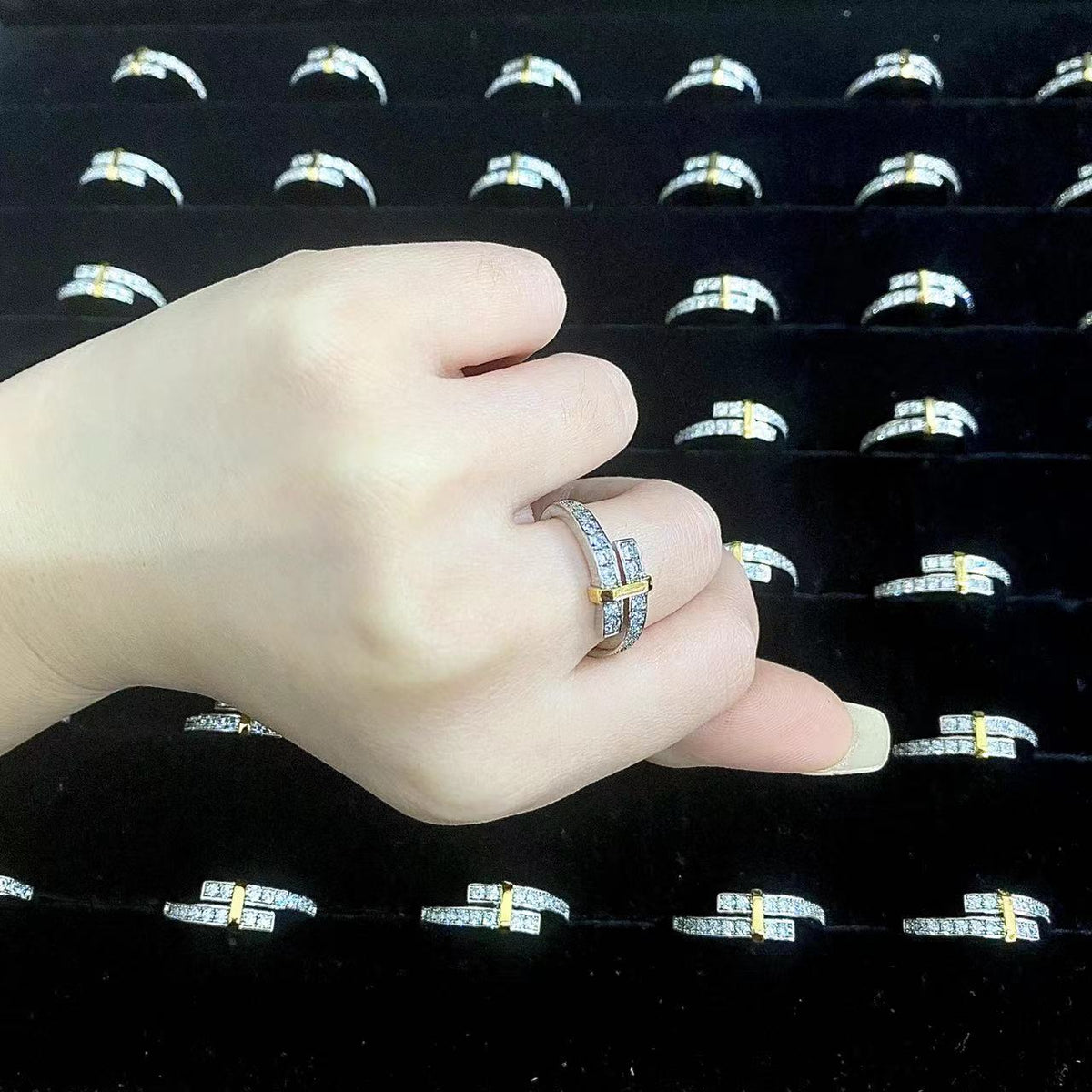 [Lumi Jewelry]EDGE GOLD SILVER DIAMOND RING
