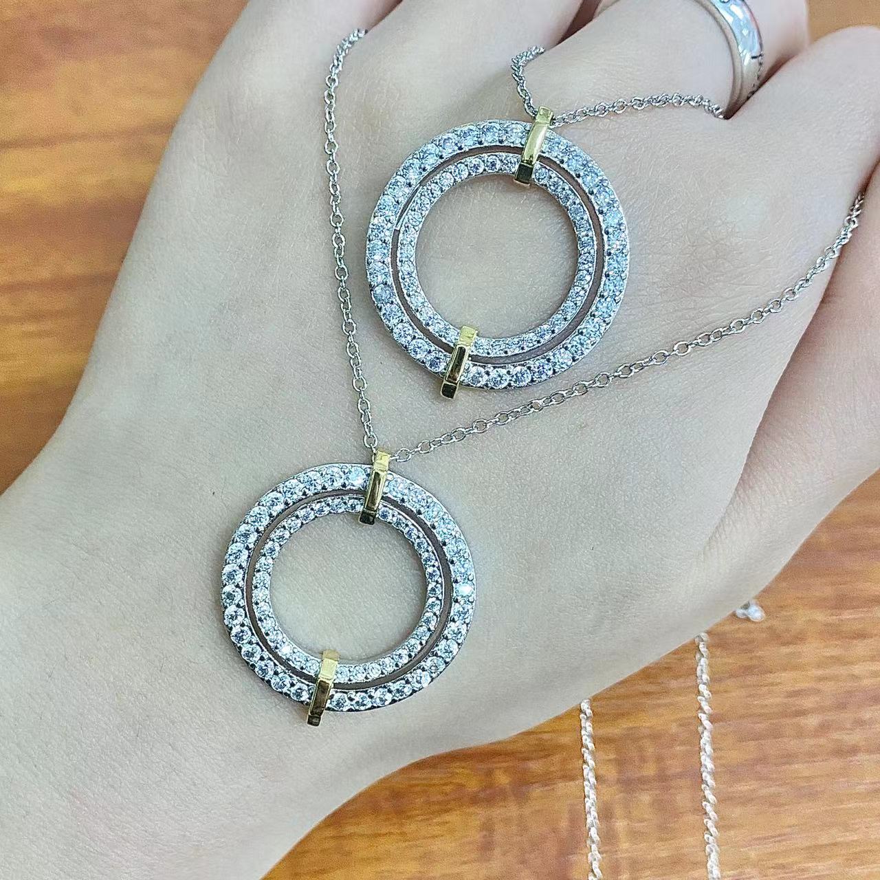 [Lumi Jewelry]EDGE DIAMOND GOLD SILVER NECKLACE