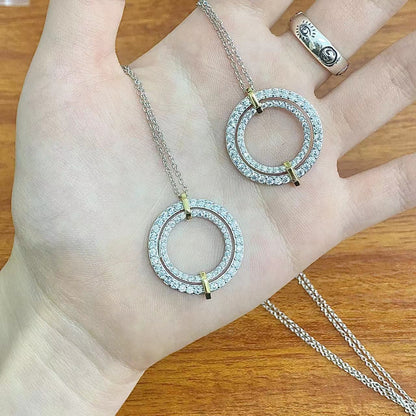[Lumi Jewelry]EDGE DIAMOND GOLD SILVER NECKLACE