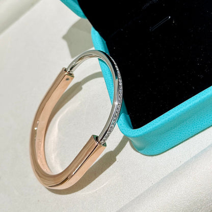 [Lumi Jewelry]LOCK PINK GOLD SILVER DIAMOND BRACELET