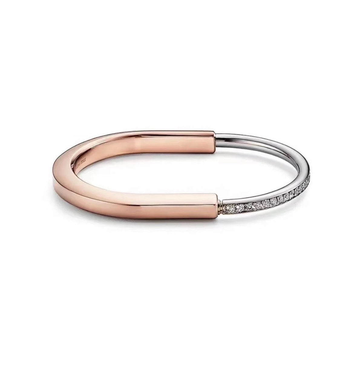 [Lumi Jewelry]LOCK PINK GOLD SILVER DIAMOND BRACELET