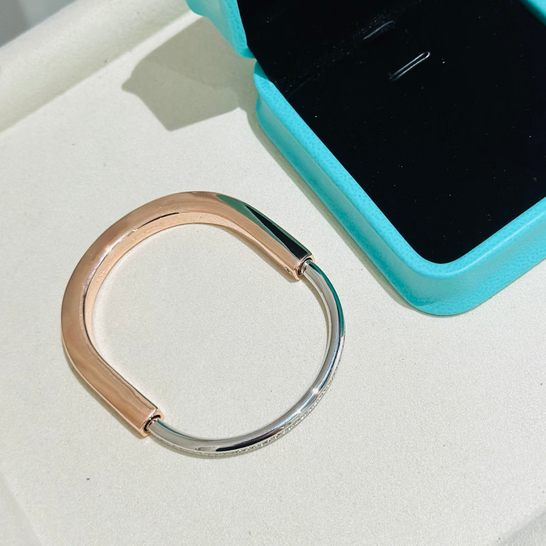 [Lumi Jewelry]LOCK PINK GOLD SILVER DIAMOND BRACELET